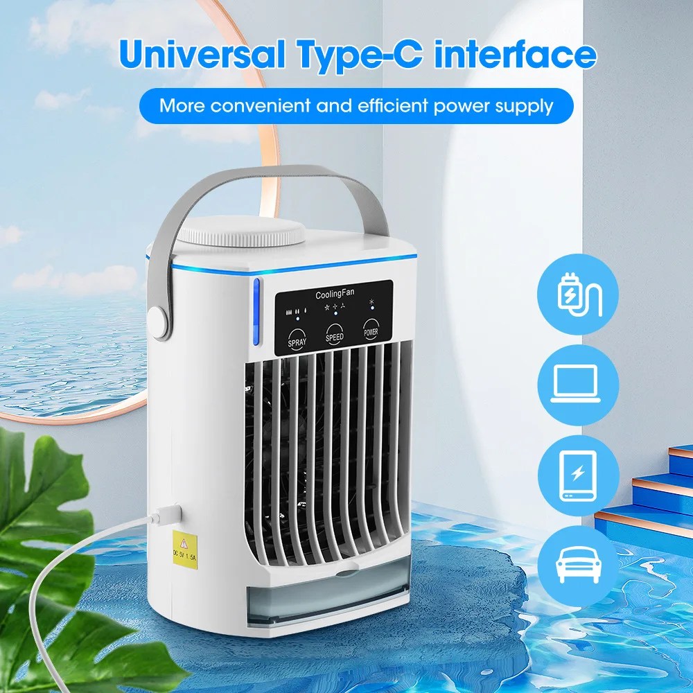 New Desktop Cooling Fan USB Office Home Desktop Spray Water Cooling Fan Mini Air Conditioner Fan
