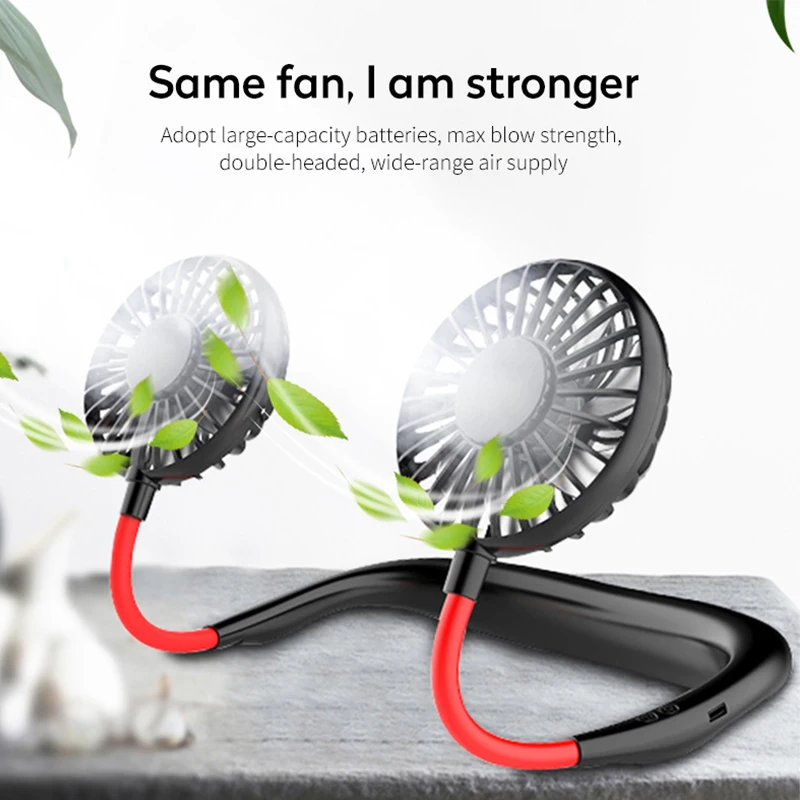 Hands-free Neck Band Fan Hands-Free Hanging USB Rechargeable Dual Fan Mini Air Cooler Summer Portable