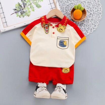 2021 Toddler Kids Short Sleeve Polo T-shirts + Shorts 2pcs Cartoon Mickey Children Baby Boys Girls Summer Tracksuit Clothes Suit - Image 3