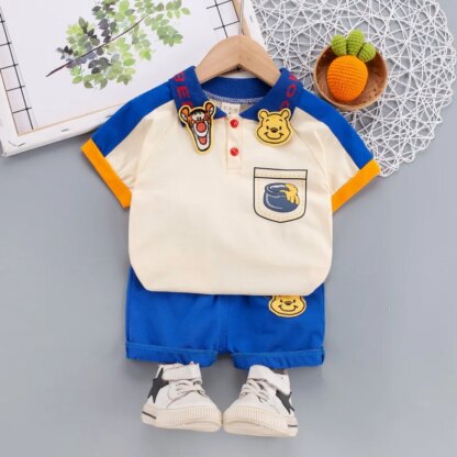 2021 Toddler Kids Short Sleeve Polo T-shirts + Shorts 2pcs Cartoon Mickey Children Baby Boys Girls Summer Tracksuit Clothes Suit - Image 2