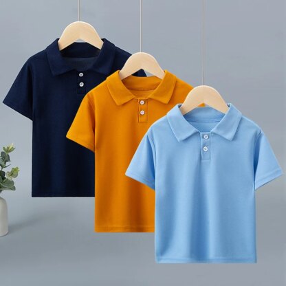 1/2/3 Pcs Children's Solid Color POLO Shirt Boy Handsome Fashion Sports T-shirt Girl Lapel Casual And Comfortable Short Sleeves - Image 3