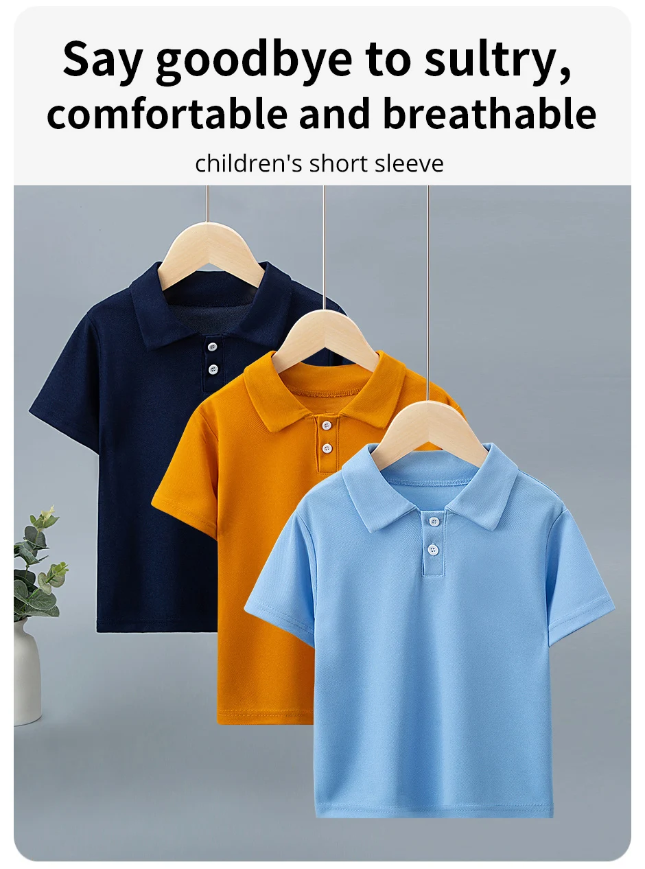 1/2/3 Pcs Children's Solid Color POLO Shirt Boy Handsome Fashion Sports T-shirt Girl Lapel Casual And Comfortable Short Sleeves