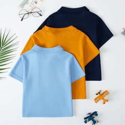 1/2/3 Pcs Children's Solid Color POLO Shirt Boy Handsome Fashion Sports T-shirt Girl Lapel Casual And Comfortable Short Sleeves - Image 2