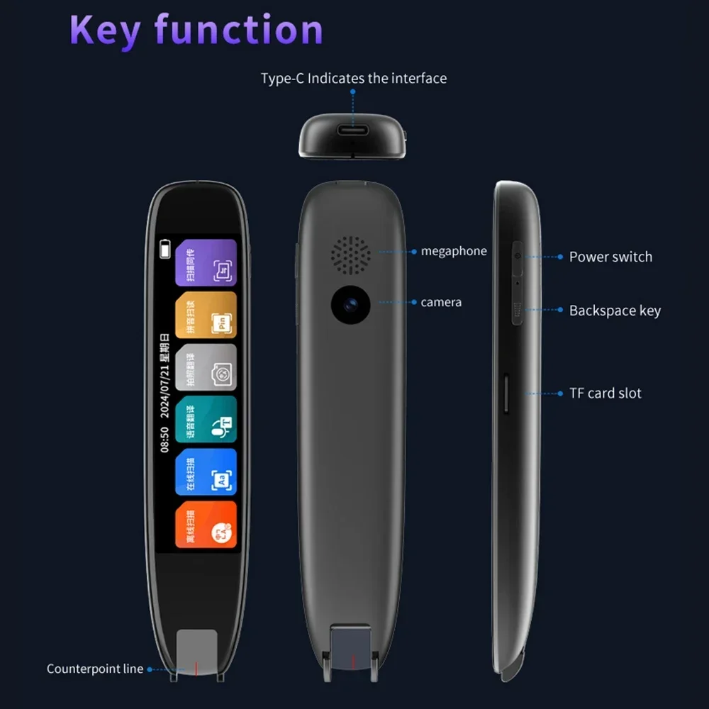 XIKCU S65 Pro Smart Voice Translator 142 Languages WIFI Scan Translation Pen Scanning Translation Pen For Business Travel Abroad