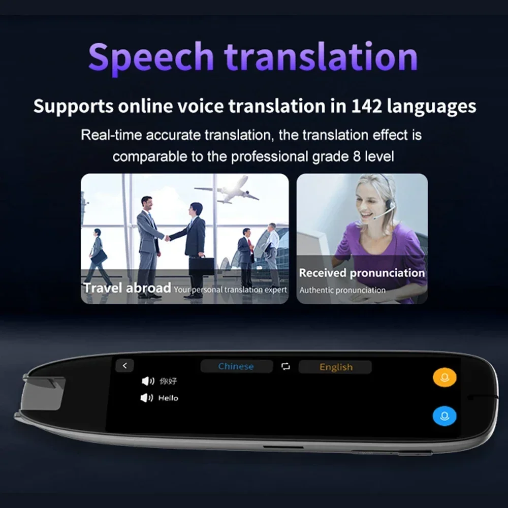 XIKCU S65 Pro Smart Voice Translator 142 Languages WIFI Scan Translation Pen Scanning Translation Pen For Business Travel Abroad