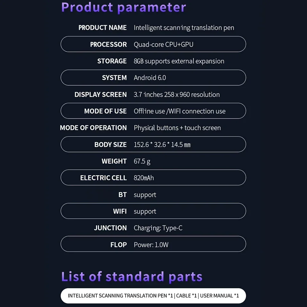 XIKCU S65 Pro Smart Voice Translator 142 Languages WIFI Scan Translation Pen Scanning Translation Pen For Business Travel Abroad