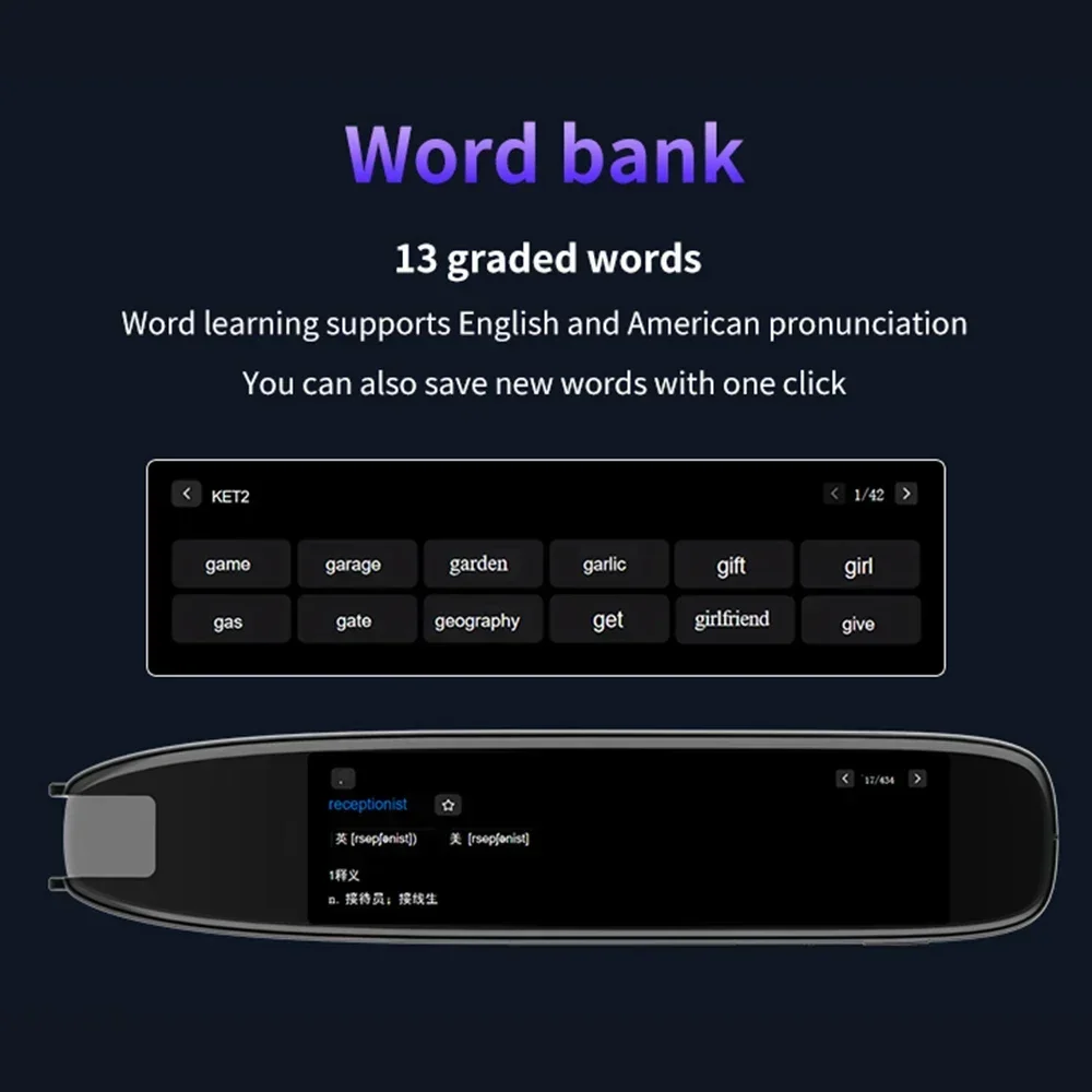 XIKCU S65 Pro Smart Voice Translator 142 Languages WIFI Scan Translation Pen Scanning Translation Pen For Business Travel Abroad