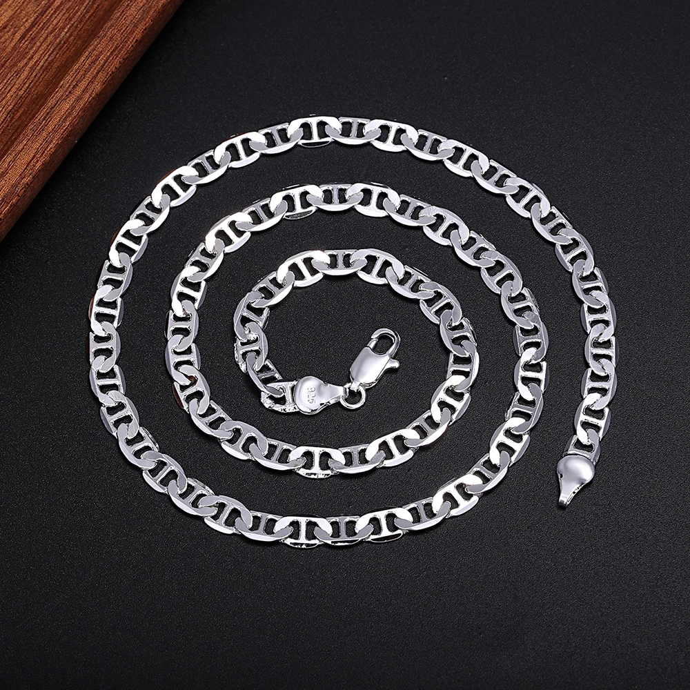 45-60cm 925 Sterling Silver Necklace noble luxury gorgeous charm fashion 6MM Boy men solid wedding party women jewelry