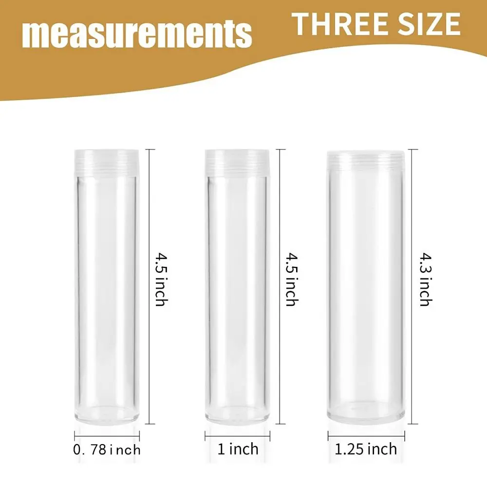 Plastic Coin Tube Versatile Dustproof Round Coin Organizer Transparent Commemorative Coin Protector Home