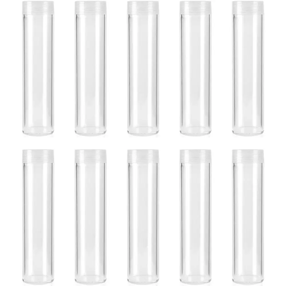 Plastic Coin Tube Versatile Dustproof Round Coin Organizer Transparent Commemorative Coin Protector Home