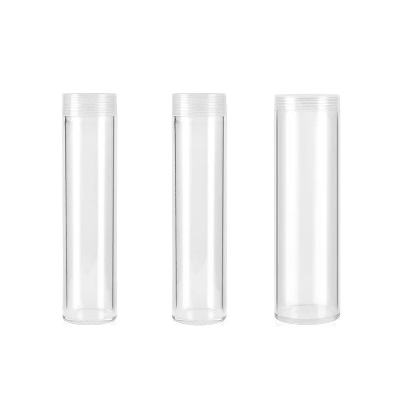 10pcs Coin Tubes Quarter Rolls Wrappers Plastic Coin Holders Clear Coin Storage Containers